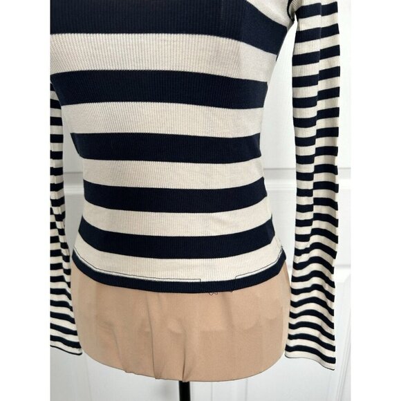Madewell Crop Turtleneck Sweater Stripe Nautical Classic Navy/Cream Sz XXS - Picture 6 of 15